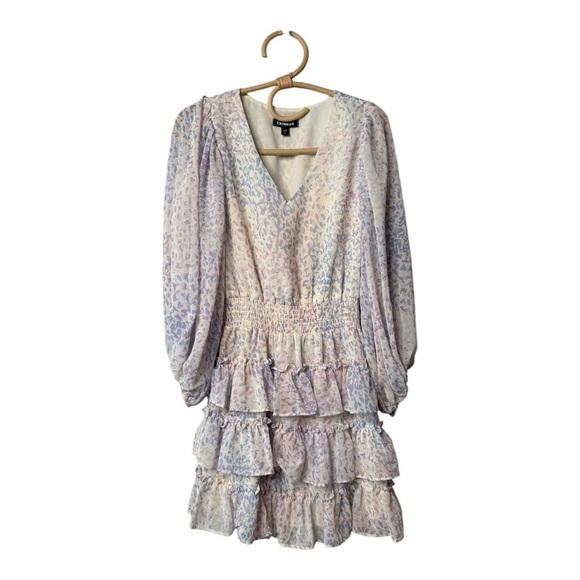 Express Floral Frenzy Pastel Smock Waist Ruffle Balloon Sleeve Mini Dress & Top - Picture 4 of 16